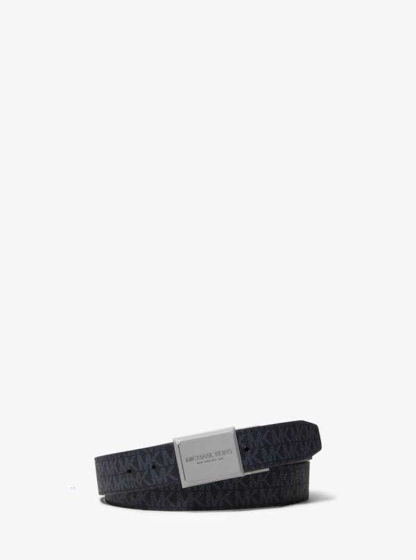 Panske Opasky Michael Kors Reversible Logo and Leather Modre - Doplnky Michael Kors Slevy | DNQJW-2307
